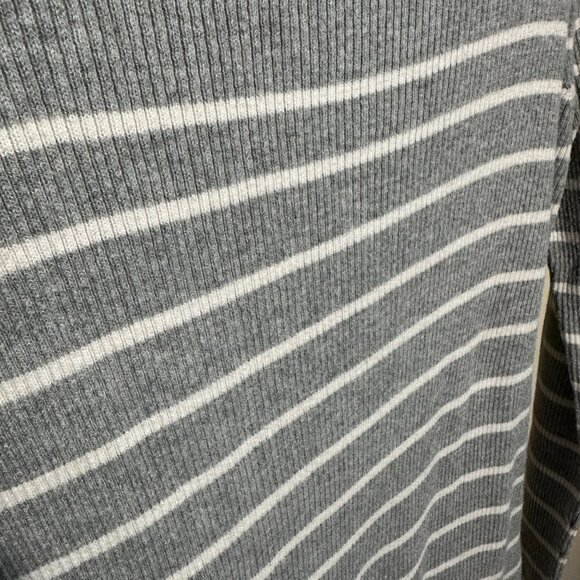 GAP Pullover Ribbed Striped Boat Neck Sweater - Gray and White, X-Small - Picture 4 of 6